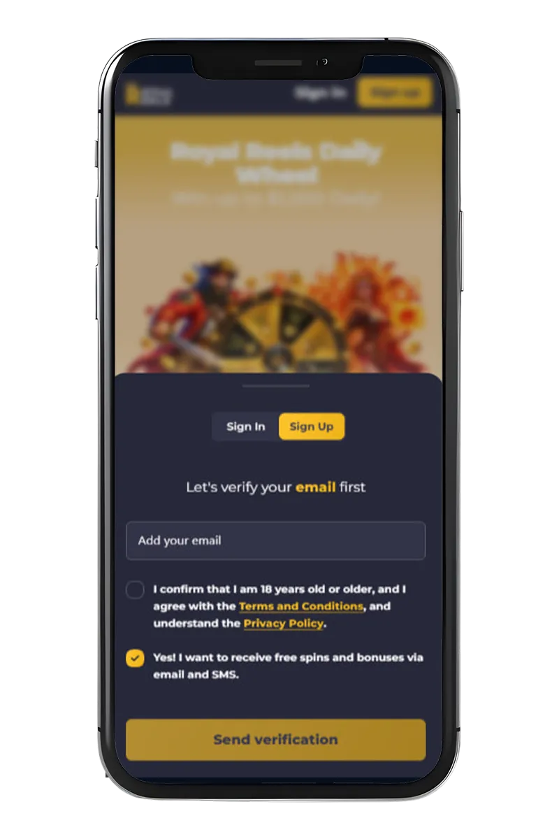 Screenshot of the registration stage